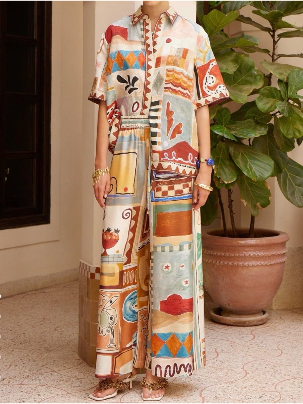 ALÉMAIS Michelle Silk Wide-Leg Printed Pant - Picture 4 of 7